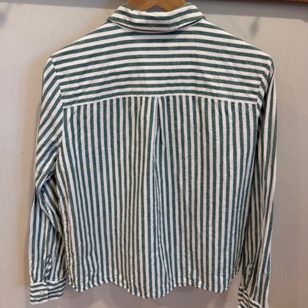 Sezane Tomboy Shirt EUC Green Stripe - Picture 4 of 7